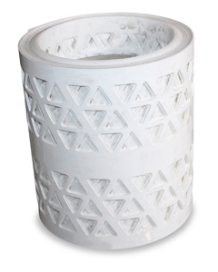 Egg belt 245x1.3 - 10m white MB PP triang. holes 20mm edge